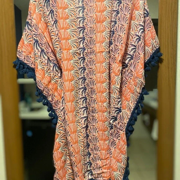 Simply Southern Pink and Navy Poncho/cover up Lg/Xlg - Picture 9 of 9